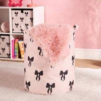 OHS Kids Bows Print Laundry Basket Clothes Storage Toy Organiser
