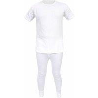 Britwear Kids Thermal Underwear Set Long John Bottom & Short Sleeve Top in White | Size: 6-8 Years