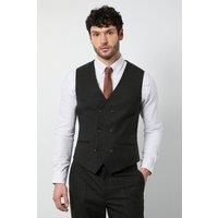 Burton Men's Dark Green Tweed Look Waiscoat | Size: Small