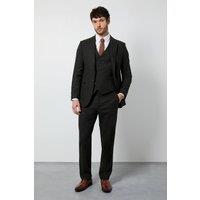 Burton Men's Dark Green Tweed Look Tailored Fit Trousers | Size: 36R