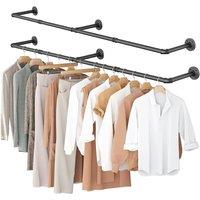 Dprodo Wall Mounted Clothes Rack, 184cm (1 Pack or 2 Packs) in True Black
