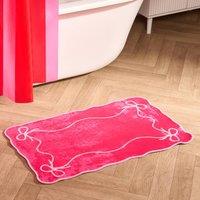 OHS Bows Velvet Bath Mat Soft Absorbent Non Slip Shower Rug in Pink