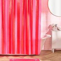 OHS Stripe Mould Proof Shower Curtain with 12 Hooks | Size: 180 cm width x 180 cm drop