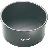 MasterClass Non-Stick Loose Base Deep Cake Pan, Carbon Steel Round Cake Tin, 15cm in Dark Grey
