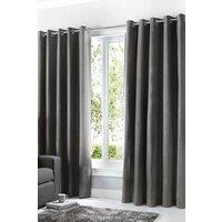 Fusion 'Sorbonne' 100% Cotton Light Filtering Plain Dyed Eyelet Curtains in Charcoal | Size: 168 cm width x 183 cm drop