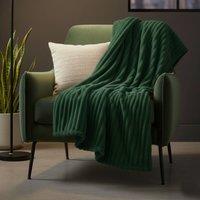 Snug City Chunky Ribbed Mink Throw Ultra Soft Warm Elegant Blanket for Sofa Bed in Green | Size: 150 cm x 200 cm