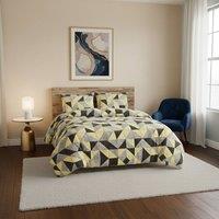 Snug City Geometric Print Duvet Set Trendy Minimalist Bedding for Modern Homes in Grey | Size: Super King