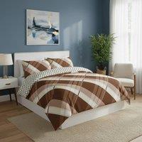 Snug City Reversible Duvet Cover Stylish Geometric Pattern Bedding for Bedroom in Brown | Size: Super King