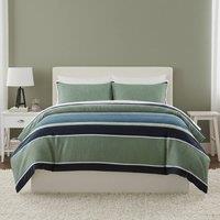 Snug City Green & Blue Stripe Duvet Set Modern Stripe Bedding with Pillowcases | Size: Double