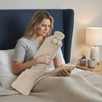 Snug City Soft Long Hot Water Bottle Perfect for Back Neck Leg Pain Relief in Cream