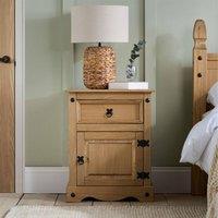Birlea Corona Large 1 Door 1 Drawer Bedside Cabinet Bedside Mexican Chest in Natural