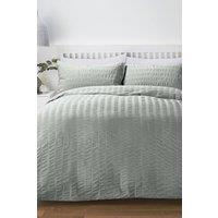 Serene 'Honley Seersucker' Textured Duvet Cover Set in Duck Egg Blue | Size: Single
