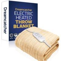 Dreamcatcher Cream Electric Throw Heated Double Over Blanket Soft Fleece Timer