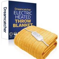 Dreamcatcher Gold Electric Throw Heated Double Over Blanket Soft Fleece Timer