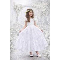 UK Flower Girl Boutique Girl's Helena Dress in White | Size: 3-4 Years