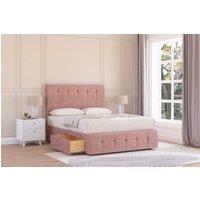 Sloomy Cambridge Plush Divan Set No Drawers - 54 Headboard-12 Footboard in Pink | Size: Super King
