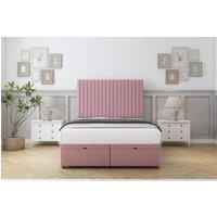Sloomy Manhattan Plush Ottoman Bed Set With 54 Floor Standing Headboard in Pink | Size: King