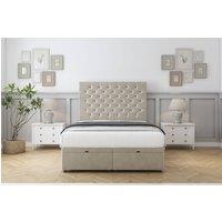 Sloomy Mayfair Plush Ottoman Bed Set With 54 Floor Standing Headboard in Cream | Size: King