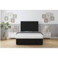 Sloomy Mayfair Plush Ottoman Bed Set With 54 Floor Standing Headboard in Black | Size: King