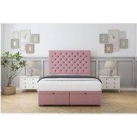 Sloomy Mayfair Plush Ottoman Bed Set With 54 Floor Standing Headboard in Pink | Size: Single