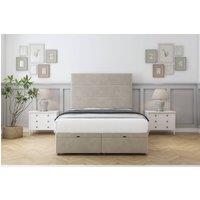 Sloomy Texas Plush Ottoman Bed Set With 54 Floor Standing Headboard in Cream | Size: King