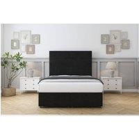 Sloomy Texas Plush Ottoman Bed Set With 54 Floor Standing Headboard in Black | Size: Single