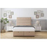 Sloomy Texas Plush Ottoman Bed Set With 54 Floor Standing Headboard in Stone | Size: Single