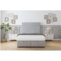 Sloomy Texas Plush Ottoman Bed Set With 54 Floor Standing Headboard in Silver | Size: Single
