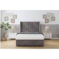 Sloomy Falcon Naples Ottoman Bed Set With 54 Wingback Headboard in Grey | Size: King