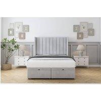 Sloomy Falcon Naples Ottoman Bed Set With 54 Wingback Headboard in Silver | Size: Single