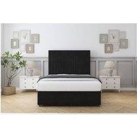 Sloomy Harrington Plush Ottoman Bed Set With 26 Strutted Headboard in Black | Size: Single