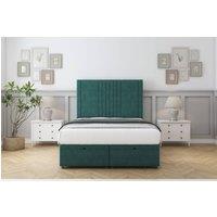 Sloomy Harrington Plush Ottoman Bed Set With 54 Floor Standing Headboard in Emerald | Size: Single