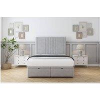 Sloomy Harrington Plush Ottoman Bed Set With 54 Floor Standing Headboard in Silver | Size: Small Single