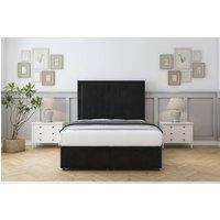 Sloomy Pemberton Plush Ottoman Bed Set With 54 Floor Standing Headboard in Black | Size: Small Single