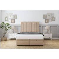 Sloomy Pemberton Plush Ottoman Bed Set With 54 Floor Standing Headboard in Stone | Size: Small Single