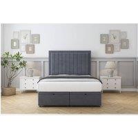 Sloomy Pemberton Plush Ottoman Bed Set With 54 Floor Standing Headboard in Dark Grey | Size: Single