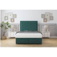Sloomy Pemberton Plush Ottoman Bed Set With 54 Floor Standing Headboard in Emerald | Size: Small Single