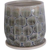 Libra Interiors Armadillo Azure Ceramic Planter with Base Small in Grey