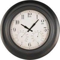 Libra Interiors Outdoor Clock with Temperature & Humidity Black