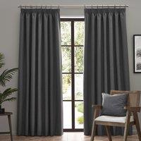 Furn Dawn Blackout Pencil Pleat Curtain Pair in Charcoal | Size: 168 cm width x 183 cm drop