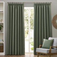 Furn Dawn Blackout Pencil Pleat Curtain Pair in Green | Size: 229 cm width x 229 cm drop