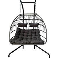 OHS Double Hanging Egg Chair Seat Swing Hammock Patio Garden Outdoor in Charcoal