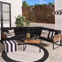 OHS Santorini 5 Seater Corner Sofa Table Set Garden Patio Furniture in Black