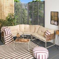 OHS Santorini 5 Seater Corner Sofa Table Set Garden Patio Furniture in Natural