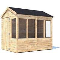 Dunster House Wooden Potting Shed Apex Roof W6' x D8' (W1.8m x D2.4m) Overlord Modular in Brown