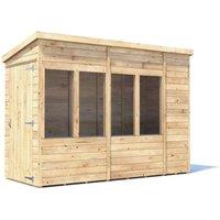 Dunster House Wooden Potting Shed Pent Roof W4' x D10' (W1.2 x D3.0m) Overlord Modular in Brown