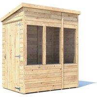 Dunster House Wooden Potting Shed Pent Roof W4' x D6' (W1.2 x D1.8m) Overlord Modular in Brown