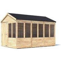 Dunster House Wooden Potting Shed Apex Roof W8' x D12' (W2.4m x D3.6m) Overlord Modular in Brown