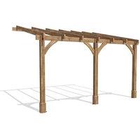 Dunster House Pergola Lean-To 4m x 3m Wall-Mounted Garden Plant Frame Leviathan in Brown