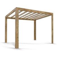 Dunster House Wooden Pergola Kit 3m x 2.5m Garden Patio Plant Frame Terracube in Brown